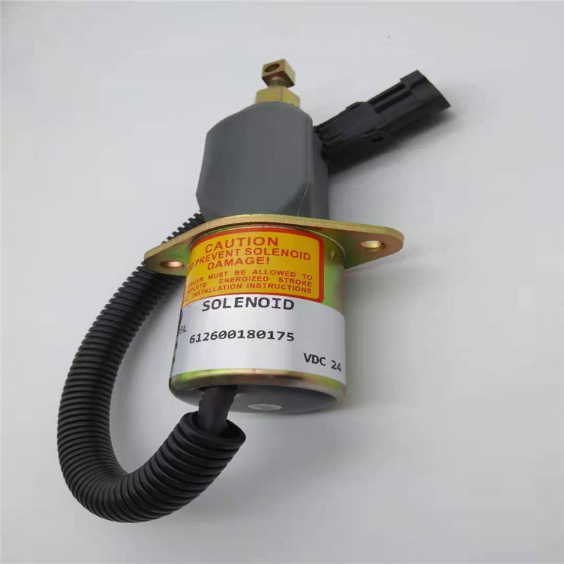 612600180175 Zawór elektromagnetyczny zatrzymania pasuje do części silnika ładowarki kołowej DOOSAN DX50 Czarna wtyczka